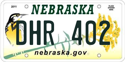 NE license plate DHR402