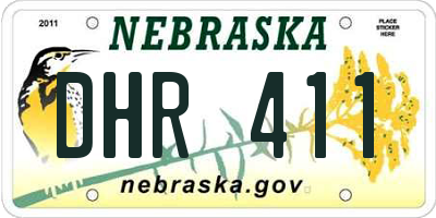 NE license plate DHR411