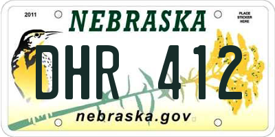 NE license plate DHR412