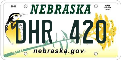 NE license plate DHR420