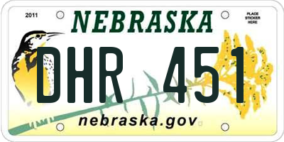 NE license plate DHR451