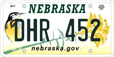 NE license plate DHR452