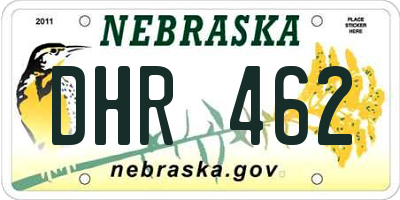NE license plate DHR462