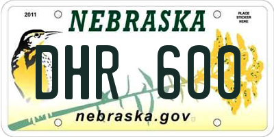 NE license plate DHR600