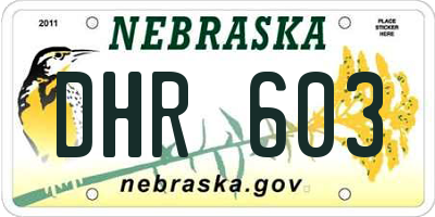 NE license plate DHR603