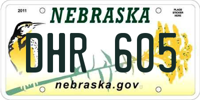 NE license plate DHR605