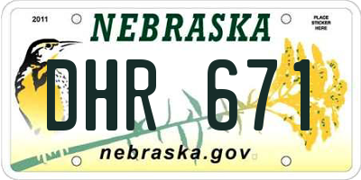 NE license plate DHR671
