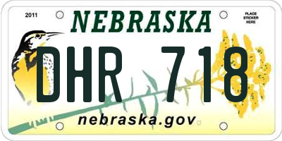 NE license plate DHR718