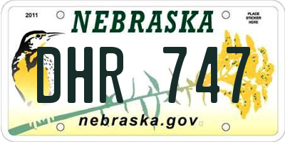 NE license plate DHR747