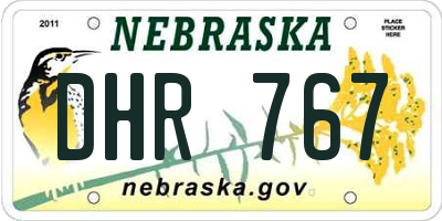 NE license plate DHR767