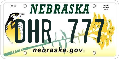 NE license plate DHR777