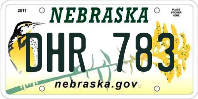 NE license plate DHR783