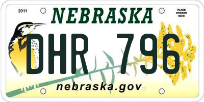 NE license plate DHR796