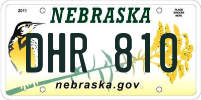 NE license plate DHR810