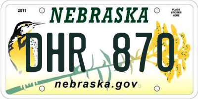 NE license plate DHR870