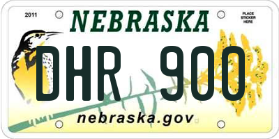 NE license plate DHR900