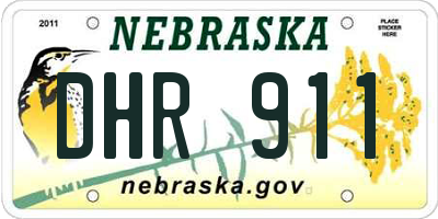 NE license plate DHR911