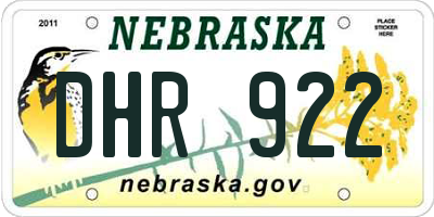 NE license plate DHR922