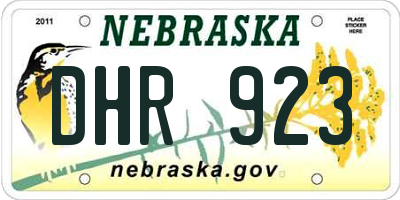 NE license plate DHR923