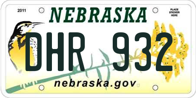 NE license plate DHR932