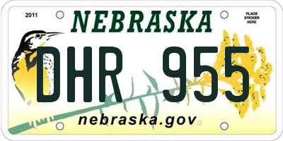 NE license plate DHR955