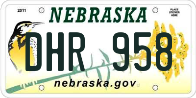 NE license plate DHR958