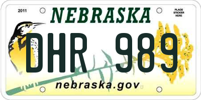 NE license plate DHR989