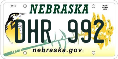 NE license plate DHR992