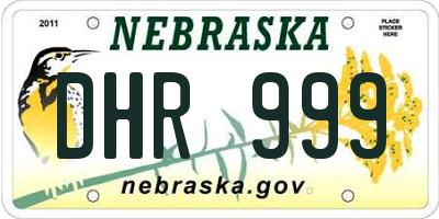NE license plate DHR999