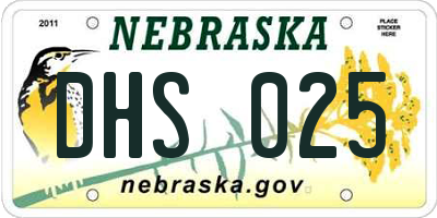 NE license plate DHS025