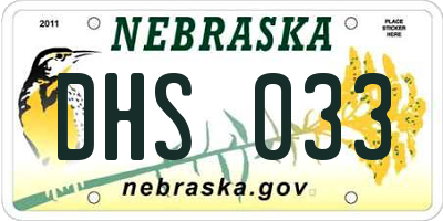 NE license plate DHS033