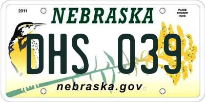 NE license plate DHS039