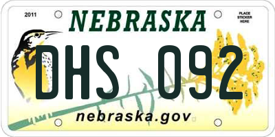 NE license plate DHS092
