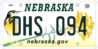 NE license plate DHS094
