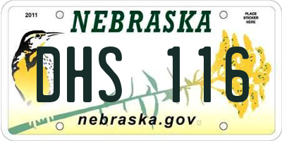 NE license plate DHS116