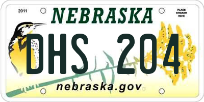NE license plate DHS204