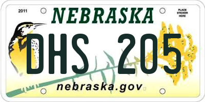 NE license plate DHS205