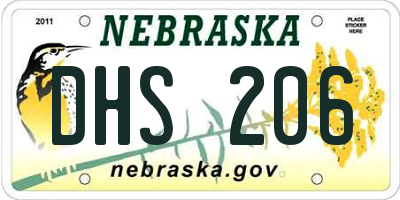 NE license plate DHS206