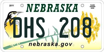 NE license plate DHS208