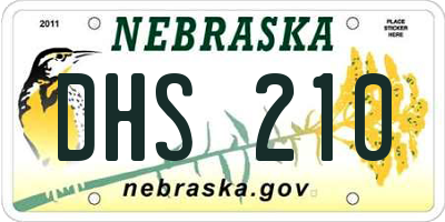 NE license plate DHS210