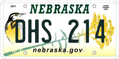 NE license plate DHS214