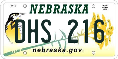 NE license plate DHS216