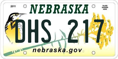 NE license plate DHS217