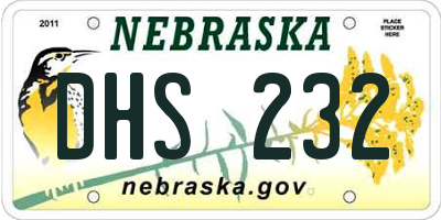 NE license plate DHS232