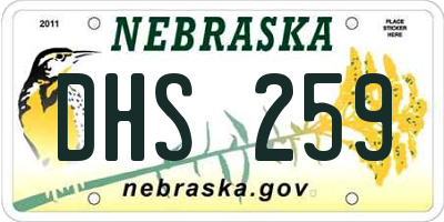 NE license plate DHS259