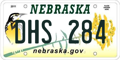 NE license plate DHS284
