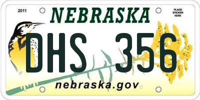 NE license plate DHS356