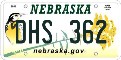 NE license plate DHS362
