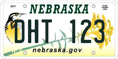 NE license plate DHT123