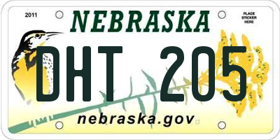 NE license plate DHT205